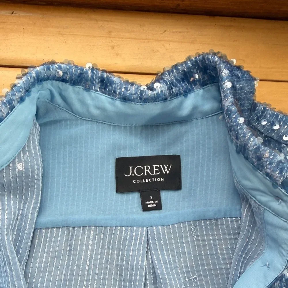 J. Crew Blue Sequin Shirt Jacket